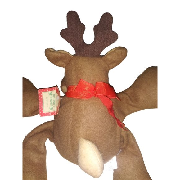 VTG Rodney Reindeer Sewn Stuffed Animal Reindeer Plush Hallmark #64141 10 Inch - Picture 4 of 12